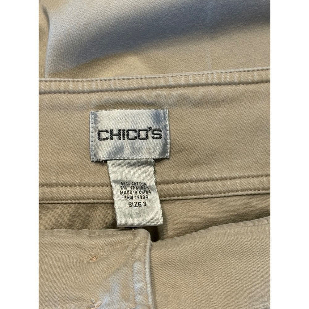 Chicos Size 3 Beige Khaki Stretch Straight Leg Pants High Rise - Picture 4 of 4
